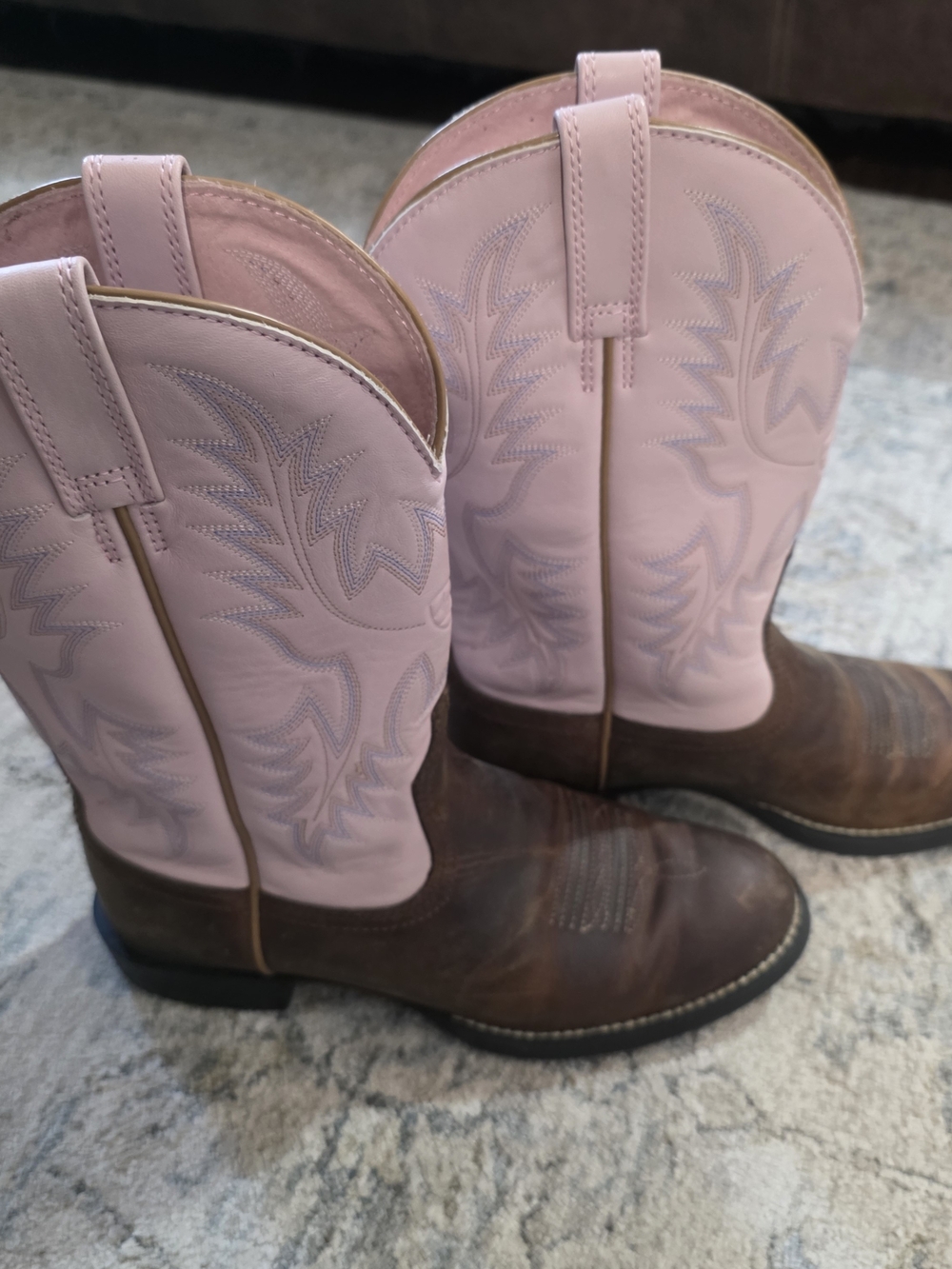 Womens Ariat Brown Leather Western Boots with Pink Uppers